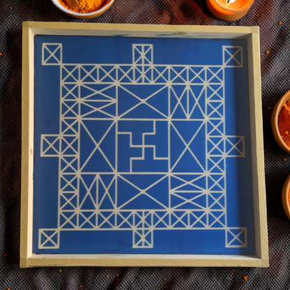 Rangly Vasthu Bali Padmam Yantra Rangoli Design Stencil Wooden 13x13 Inches Pack of 1 piece