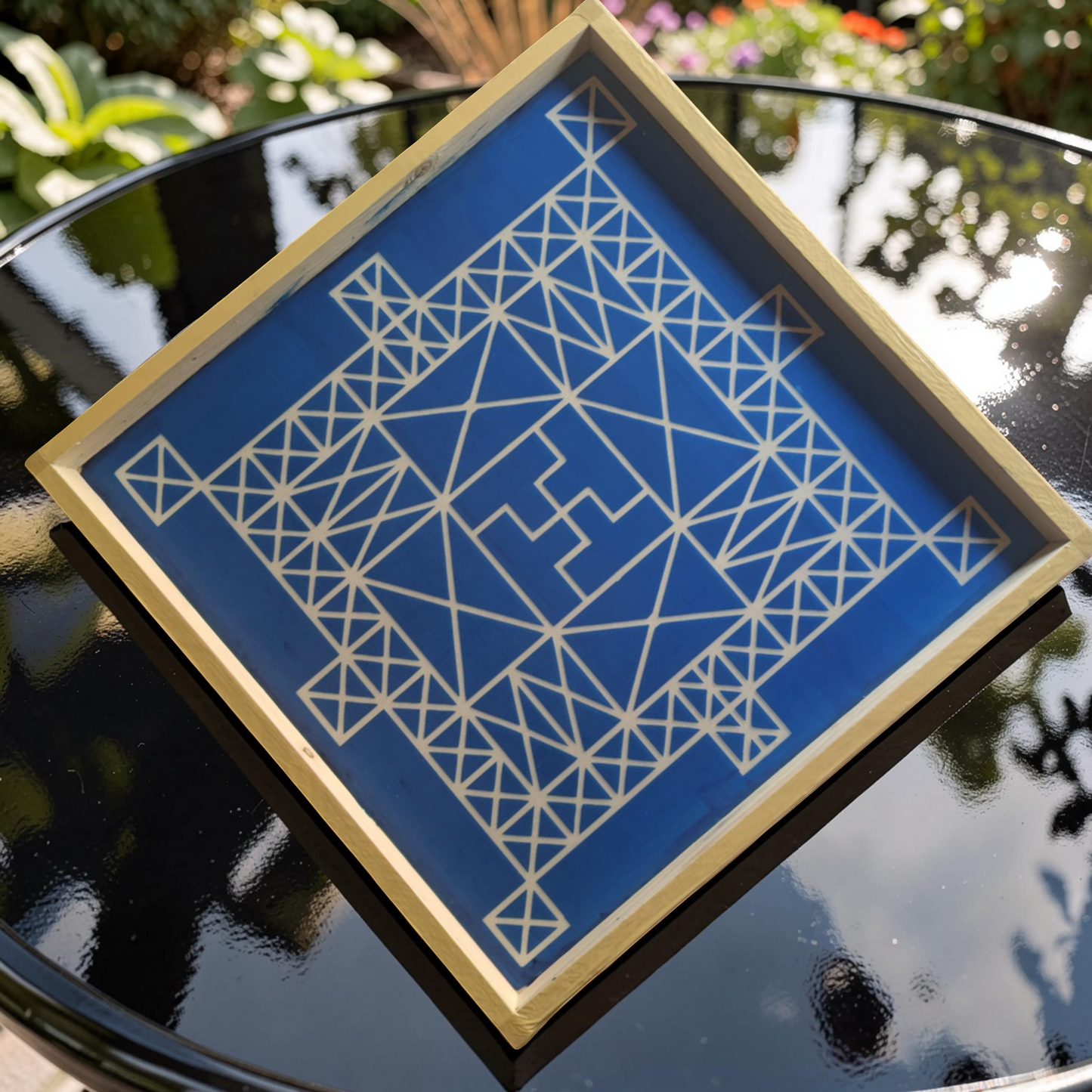 Rangly Vasthu Bali Padmam Yantra Rangoli Design Stencil Wooden 24x24 Inches Pack of 1 piece