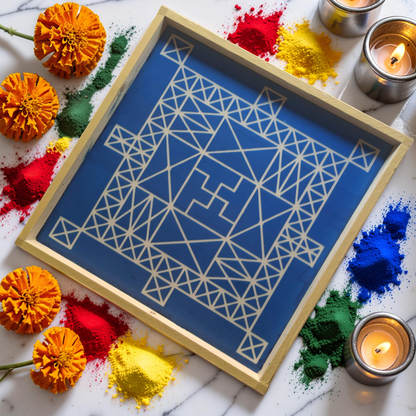 Rangly Vasthu Bali Padmam Yantra Rangoli Design Stencil Wooden 24x24 Inches Pack of 1 piece