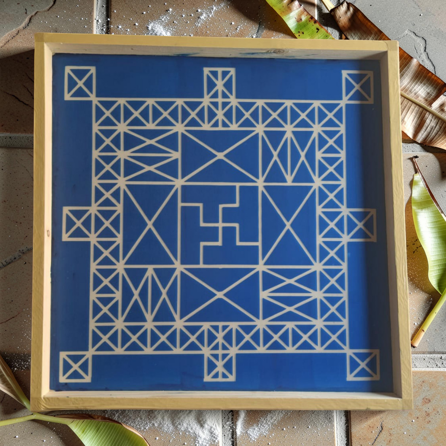 Rangly Vasthu Bali Padmam Yantra Rangoli Design Stencil Wooden 16x16 Inches Pack of 1 piece