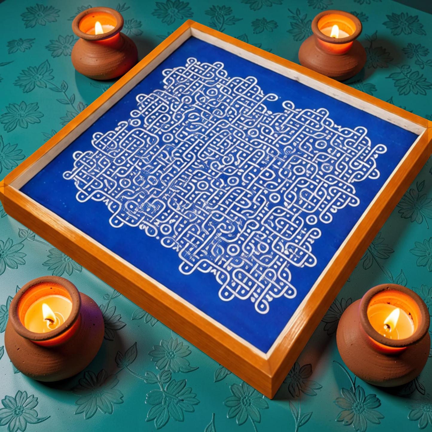 Rangly Jumbo Chikku Kolam  Model 2  Rangoli Design Stencil Wooden 24x24 Inches Pack of 1 piece