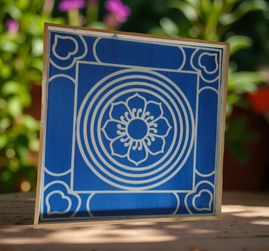 Rangly Jumbo Ashtadalam Yantra Rangoli Stencil Wooden 25x25 Inches Pack of 1 piece