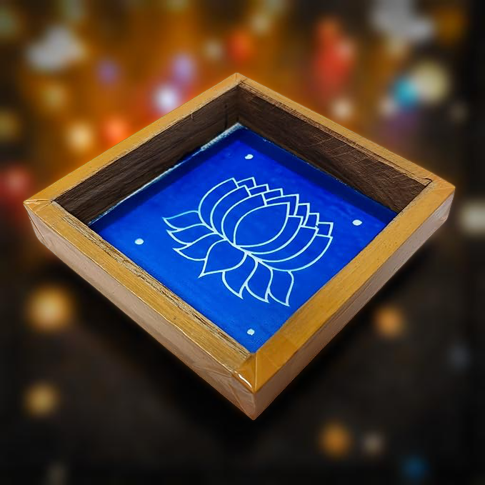 Rangly Lotus Design Rangoli Stencil Wooden 5X5 inches Pack of 1 piece