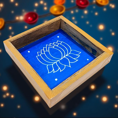 Rangly Lotus Design Rangoli Stencil Wooden 5X5 inches Pack of 1 piece