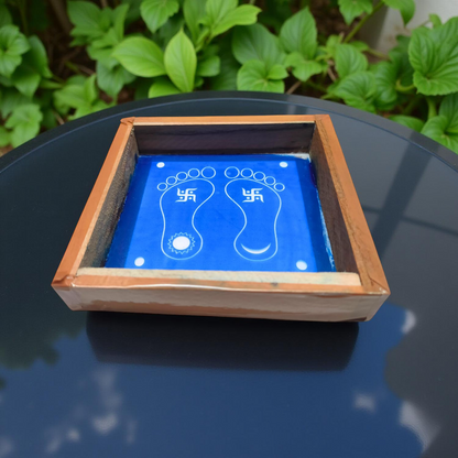 Rangly Lakshmi Padam Kolam with Swastik Rangoli Stencil Wooden 5X5 inches Pack of 1 piece