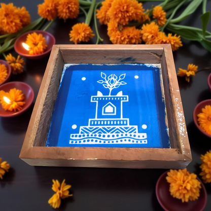 Rangly Tulasi Vrindavan Rangoli Stencil Wooden 5X5 inches  Pack of 1 piece