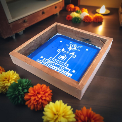 Rangly Tulasi Vrindavan Rangoli Stencil Wooden 5X5 inches  Pack of 1 piece