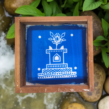 Rangly Tulasi Vrindavan Rangoli Stencil Wooden 5X5 inches  Pack of 1 piece