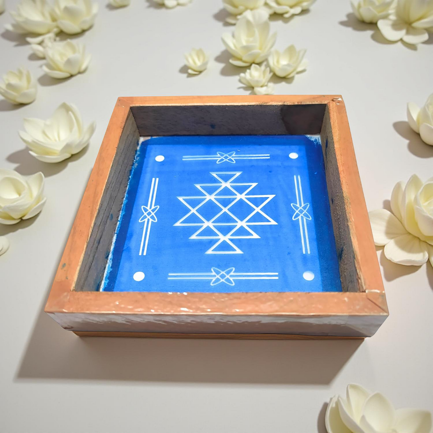 Rangly Kubera Kolam Rangoli Stencil Wooden 5X5 inches  Pack of 1 piece