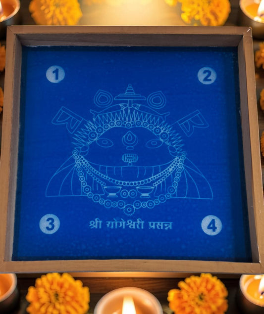 Rangly  Maa Durga Face Rangoli Design Stencil Wooden 10x10 Inches Pack of 1 piece