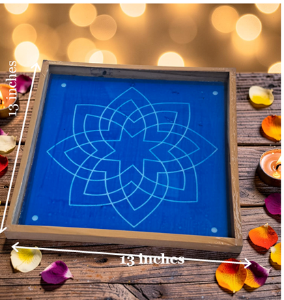 Rangly Hruday Kamal Kolam Rangoli Design Stencil Wooden 13x13 Inches Pack of 1 piece