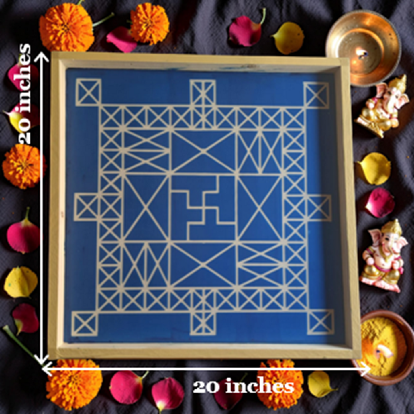 Rangly Vasthu Bali Padmam Yantra Rangoli Design Stencil Wooden 20x20Inches Pack of 1 piece