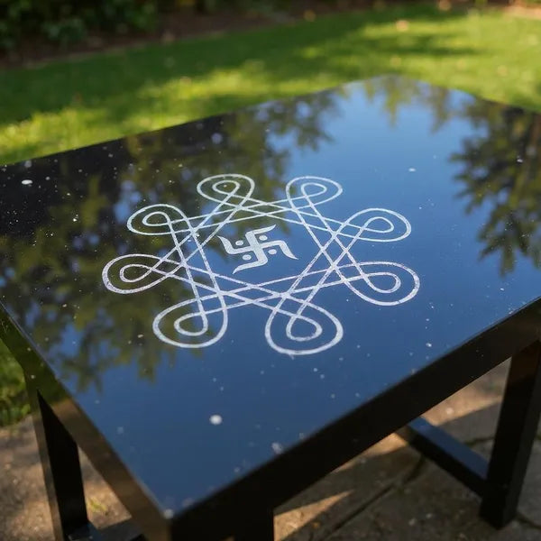 Rangly Swastik Rangoli Stencil Wooden  5x5 Inches  Pack of 1 Piece