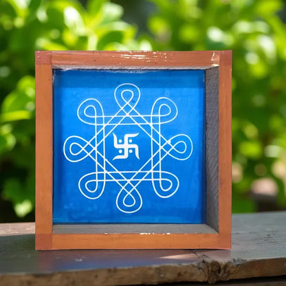 Rangly Swastik Rangoli Stencil Wooden  5x5 Inches  Pack of 1 Piece
