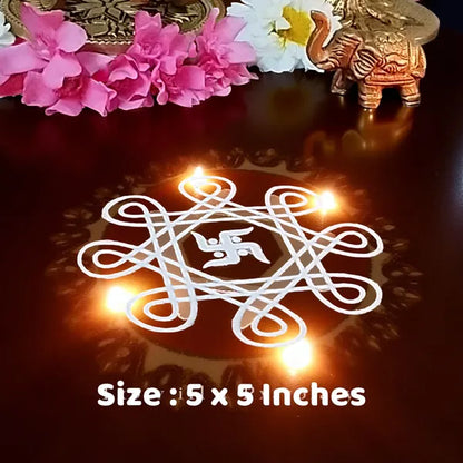 Rangly Swastik Rangoli Stencil Wooden  5x5 Inches  Pack of 1 Piece