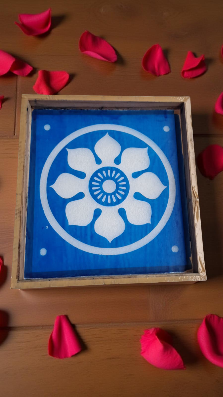 Rangly  Ashtadalayantra Model 10 Rangoli Stencil Wooden 9x10 Inches Pack of 1 piece