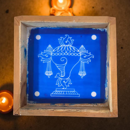 Rangly Shankh  Rangoli Stencil Wooden  16x16 Inches  Pack of 1 Piece