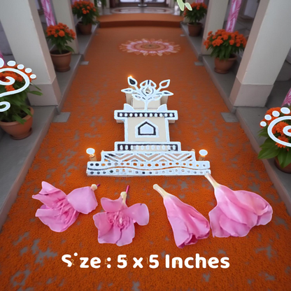 Rangly Tulasi Vrindavan Rangoli Stencil Wooden 5X5 inches  Pack of 1 piece