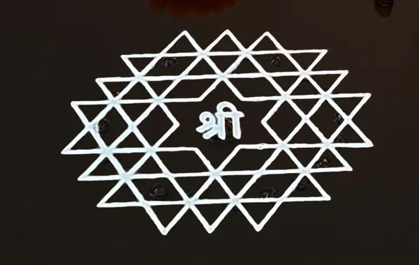 Rangly Aishwarya Lakshmi Kolam Rangoli Stencil Wooden,Pack of 1 Piece 5 * 5 inches