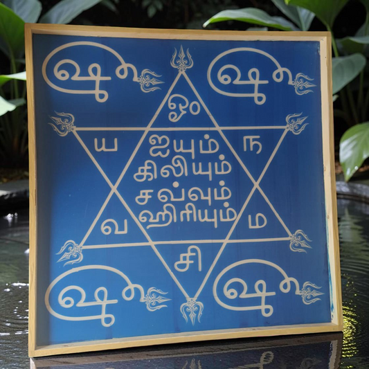 Rangly Om hleem Kreem Yantra Rangoli Design Stencil Wooden 13x13 Inches Pack of 1 piece