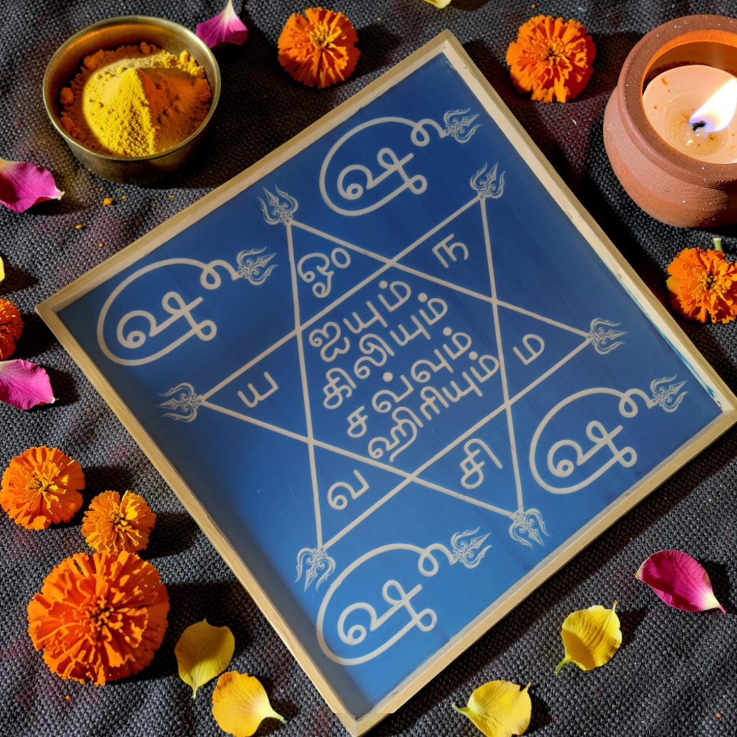 Rangly Om hleem Kreem Yantra Rangoli Design Stencil Wooden 30x30 Inches Pack of 1 piece
