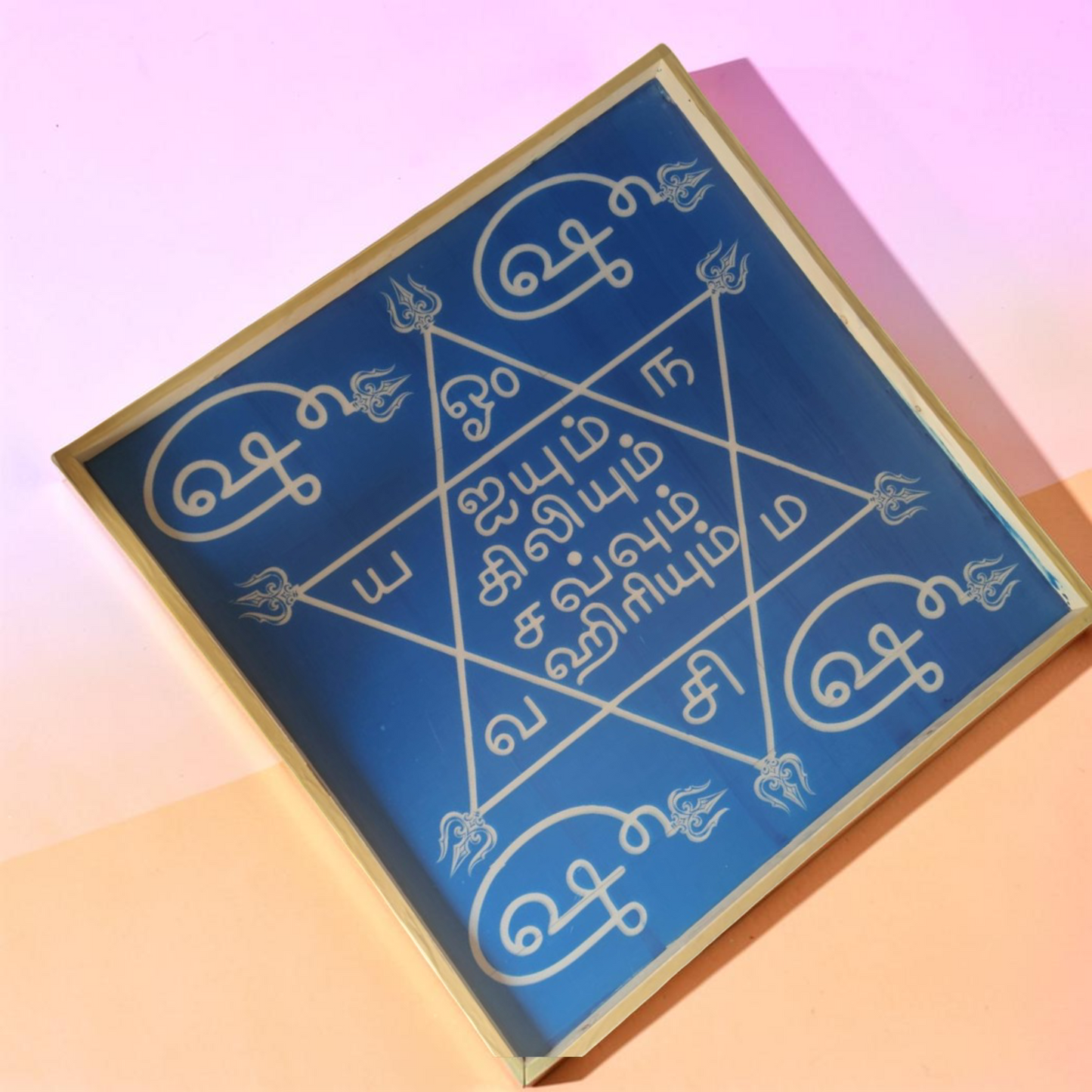 Rangly Om hleem Kreem Yantra Rangoli Design Stencil Wooden 24x24 Inches Pack of 1 piece