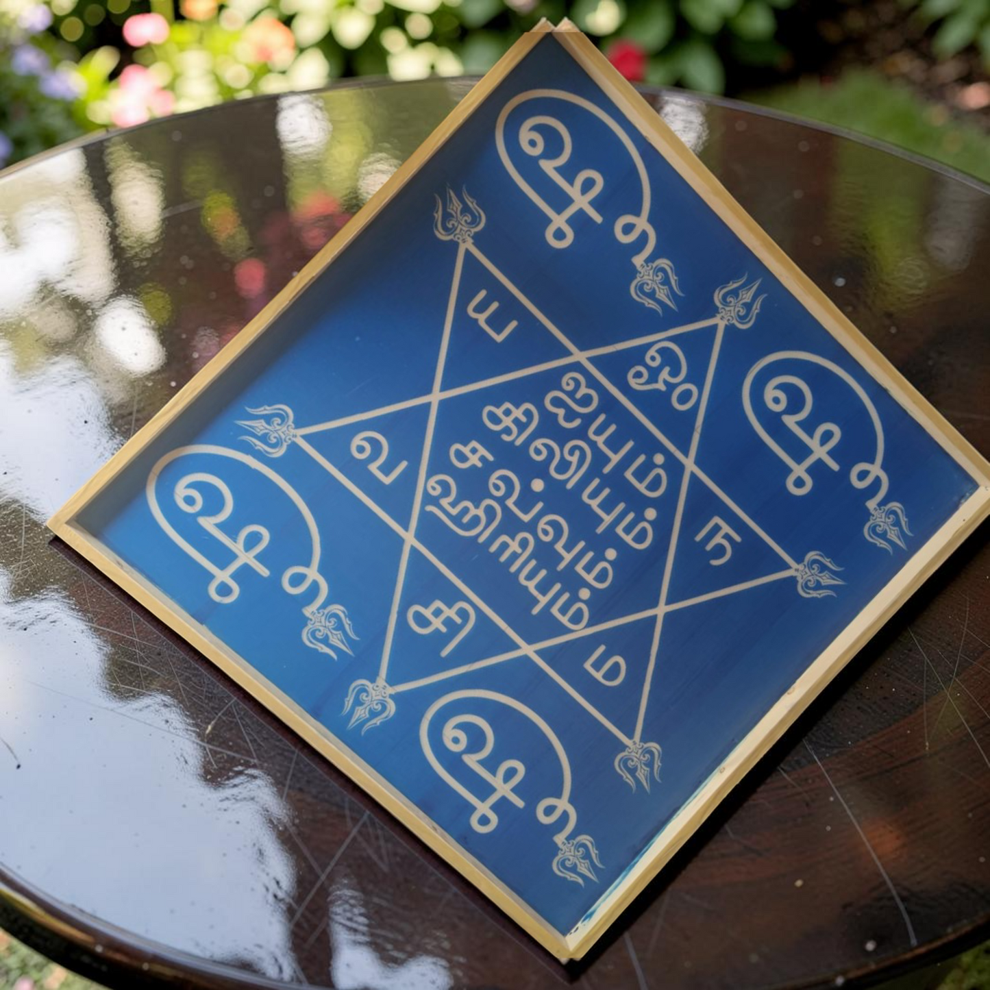 Rangly Om hleem Kreem Yantra Rangoli Design Stencil Wooden 40x40 Inches Pack of 1 piece