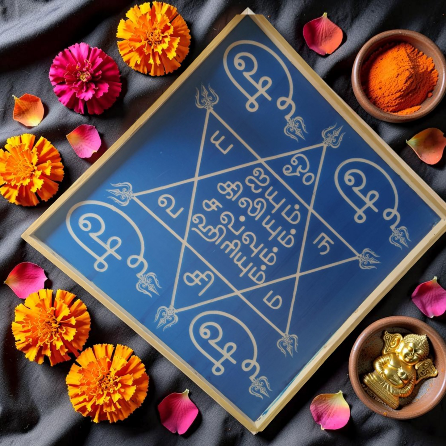 Rangly Om hleem Kreem Yantra Rangoli Design Stencil Wooden 30x30 Inches Pack of 1 piece
