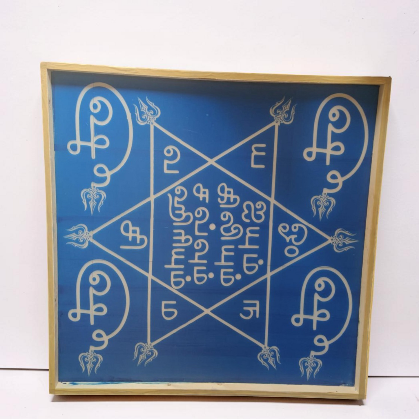 Rangly Om hleem Kreem Yantra Rangoli Design Stencil Wooden 24x24 Inches Pack of 1 piece