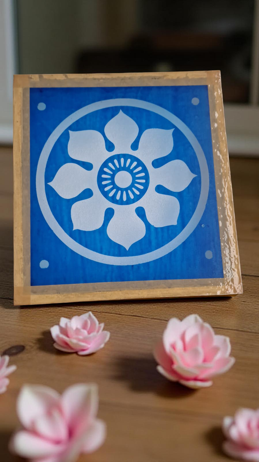 Rangly  Ashtadalayantra Model 10 Rangoli Stencil Wooden 9x10 Inches Pack of 1 piece