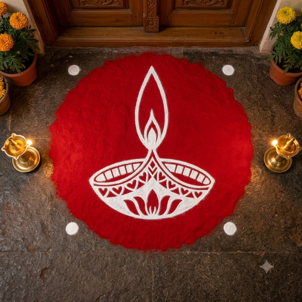 Rangly Agal-Diya-Kolam-Rangoli-Stencil 5 * 5 Inches Pack of 1 Piece