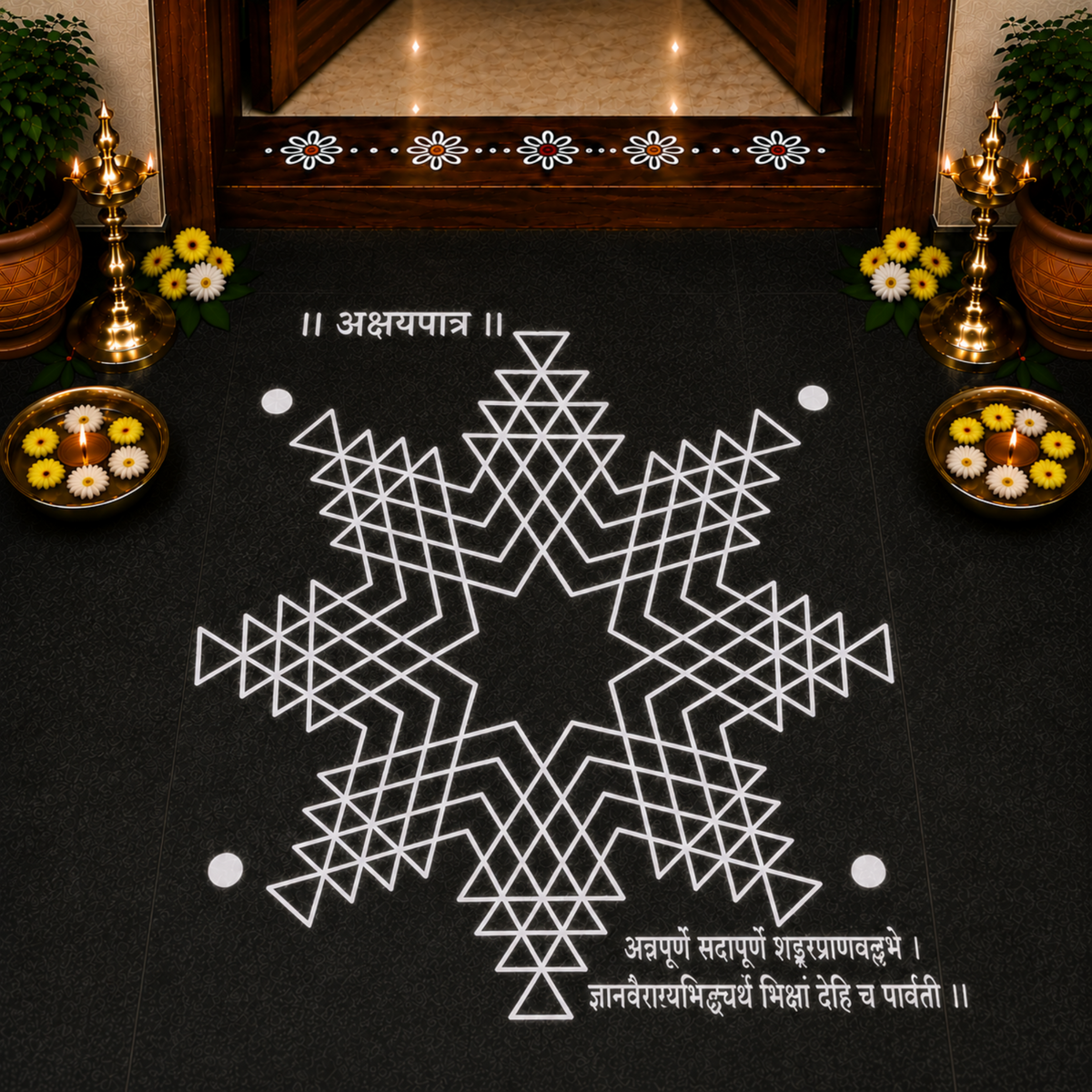Rangly Annapoorani Kolam Rangoli Stencil Wooden 10×10 Inches