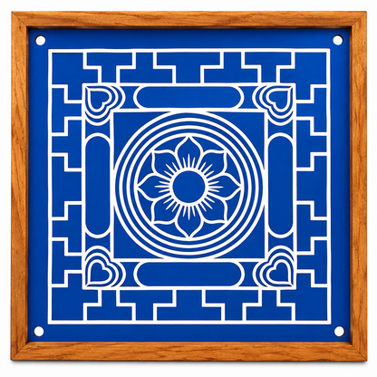 Badragam Wooden Rangoli Stencil – Traditional Floral Mandala Design