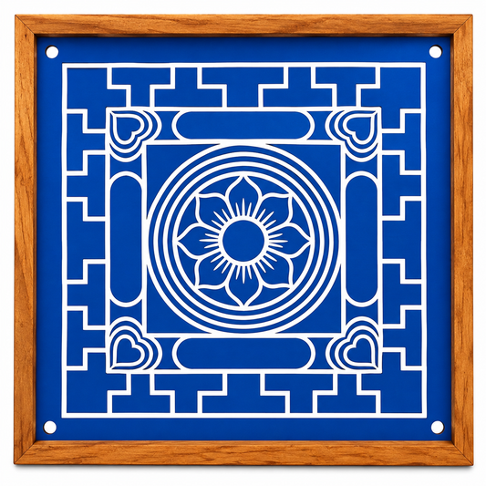 Badragam Wooden Rangoli Stencil – Traditional Floral Mandala Design