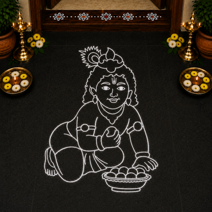 Rangly Bal Krishna Rangoli Stencil 10×10 Inches Pack of 1 Piece