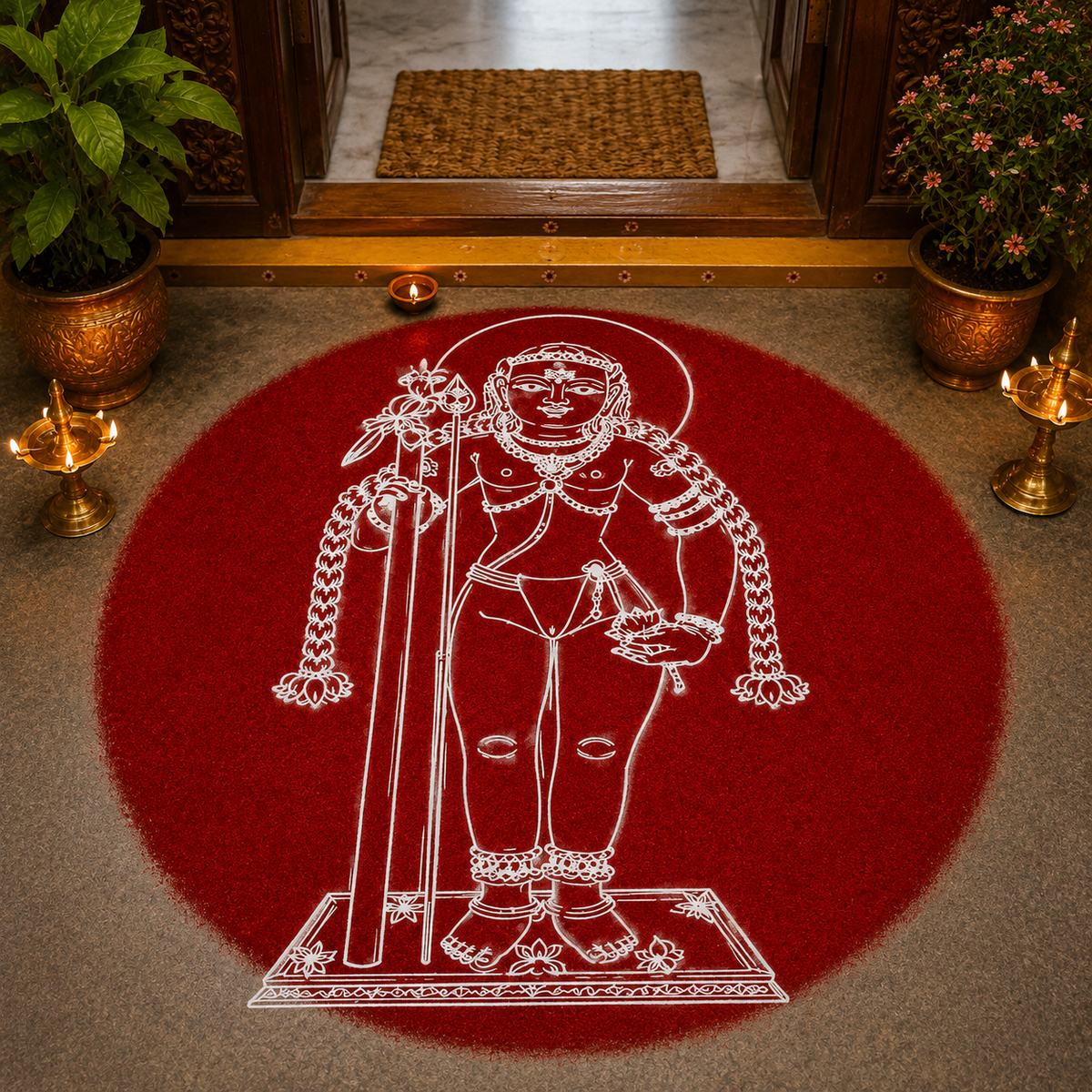 Rangly "Bala Thantayuthapani - God Face" Rangoli Design Stencil Wooden 8x13 Inches Pack of 1 piece