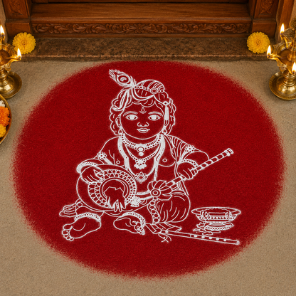 Rangly Balakrishna  Rangoli Design Stencil Wooden 10x10 Inches Pack of 1 piece