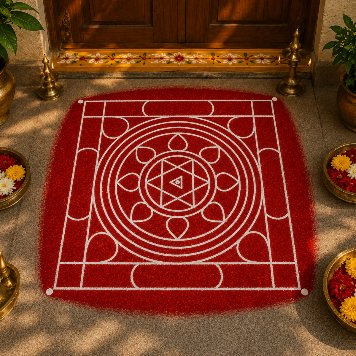 Bhagavathy Seva Yantra  Kolam Stencil  Wooden  Pack of 1 piece