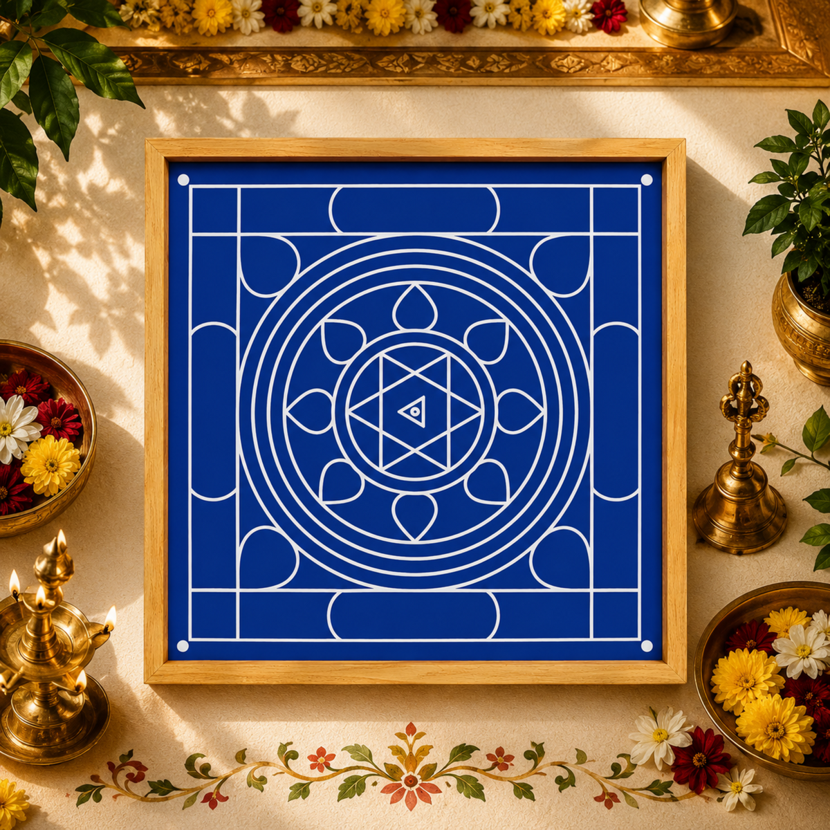 Bhagavathy Seva Yantra  Kolam Stencil  Wooden  Pack of 1 piece