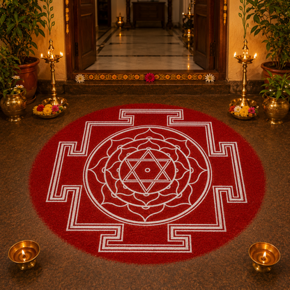 Rangly Jumbo Bhubaneshwari Yantra Rangoli Design Stencil Wooden 40x40 Inches Pack of 1 piece