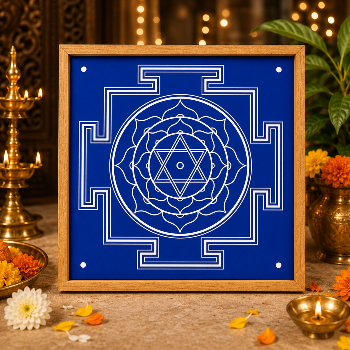 Rangly Jumbo Bhubaneshwari Yantra Rangoli Design Stencil Wooden 40x40 Inches Pack of 1 piece