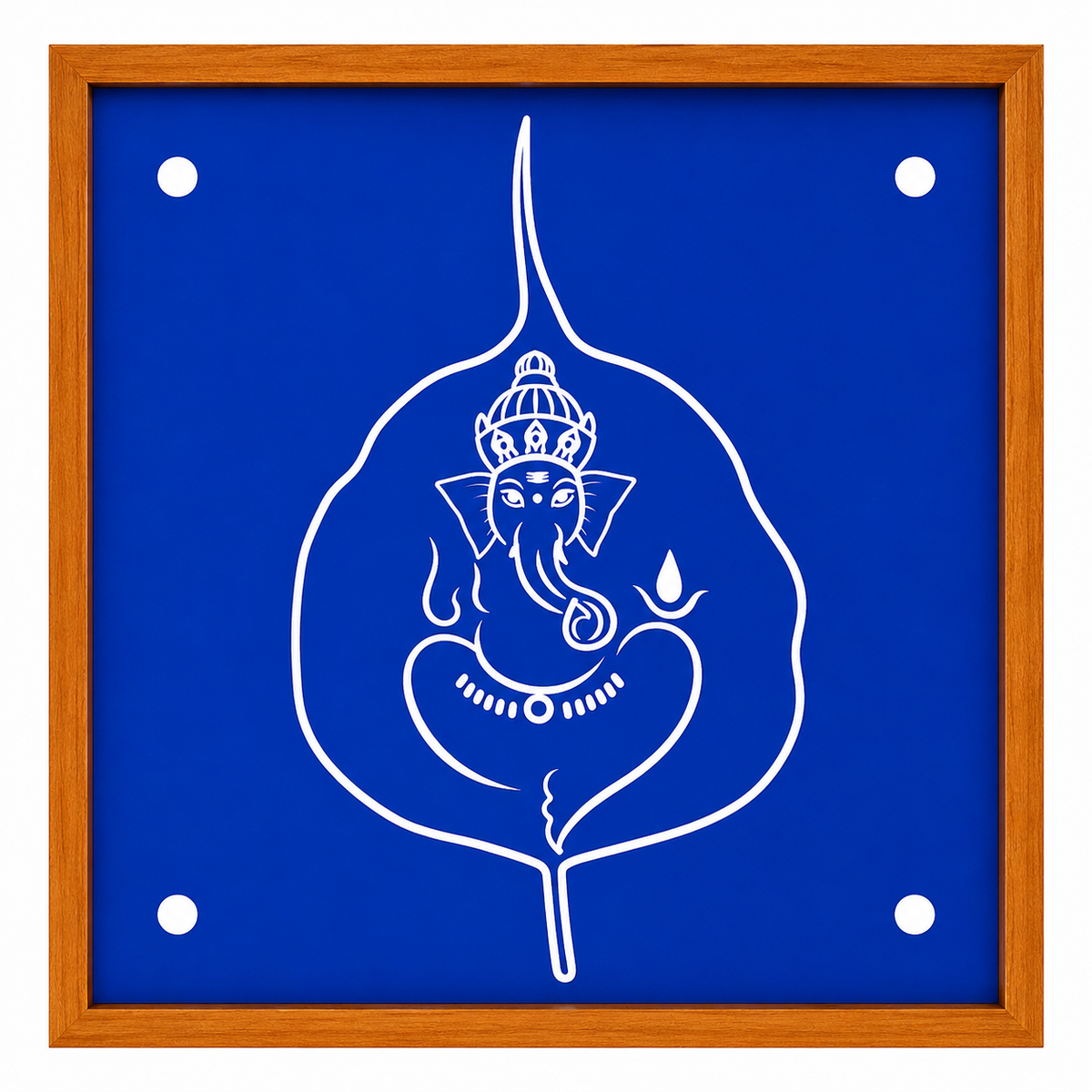 Rangly Leaf Ganesh Rangoli Stencil Wooden  30x30 Inches  Pack of 1 Piece