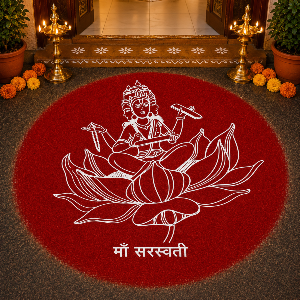 Rangly Brahma  Rangoli Design Stencil Wooden 10x10 Inches Pack of 1 piece