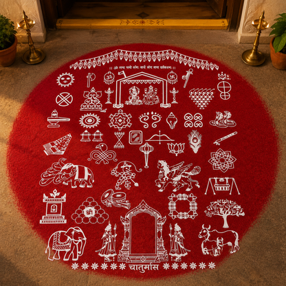 Rangly "Chaitrangan  Rangoli" Design Stencil Wooden 15x11 Inches Pack of 1 piece