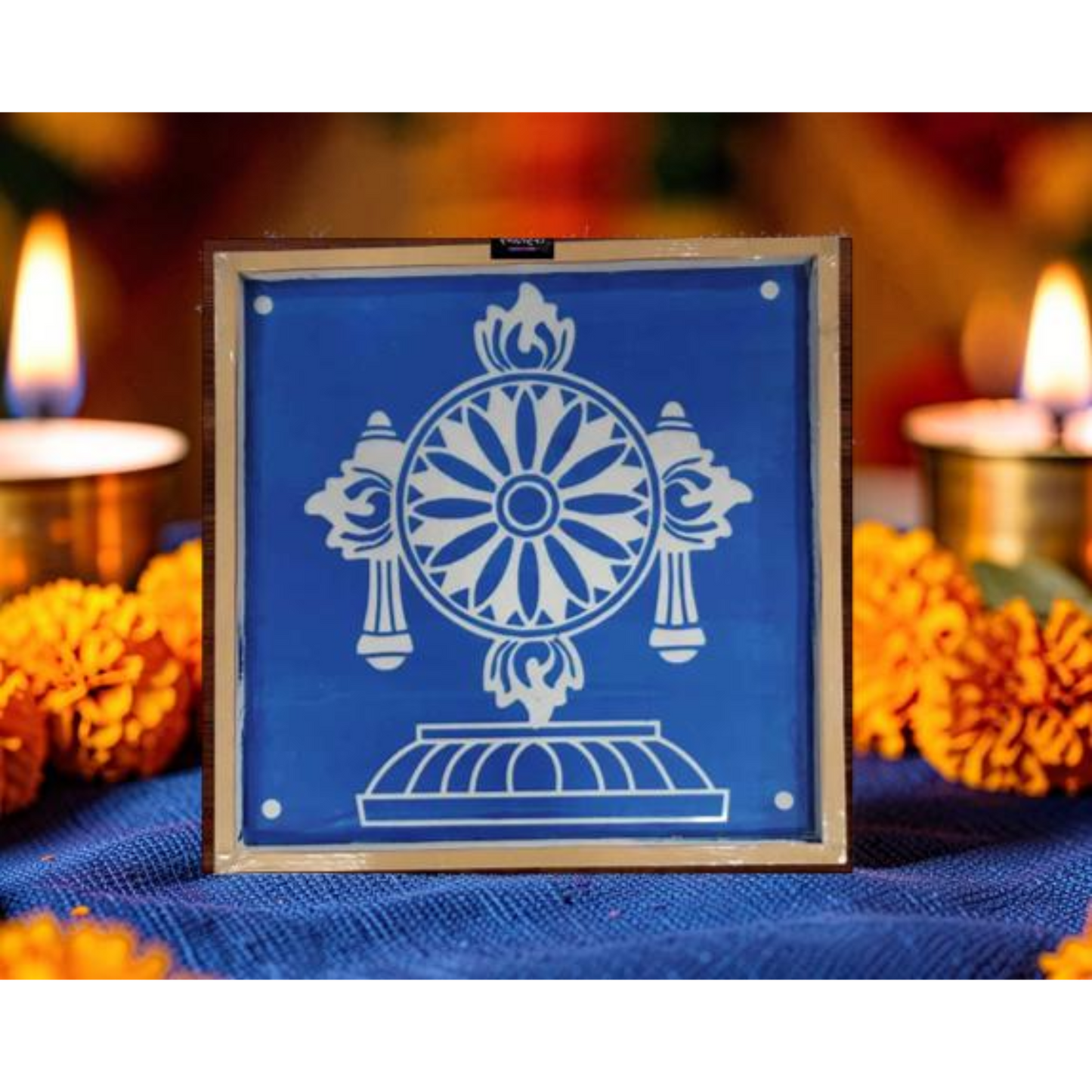 Rangly Chakra Kolam Stencil Rangoli Design Stencil Wooden 30x30 Inches Pack of 1 piece