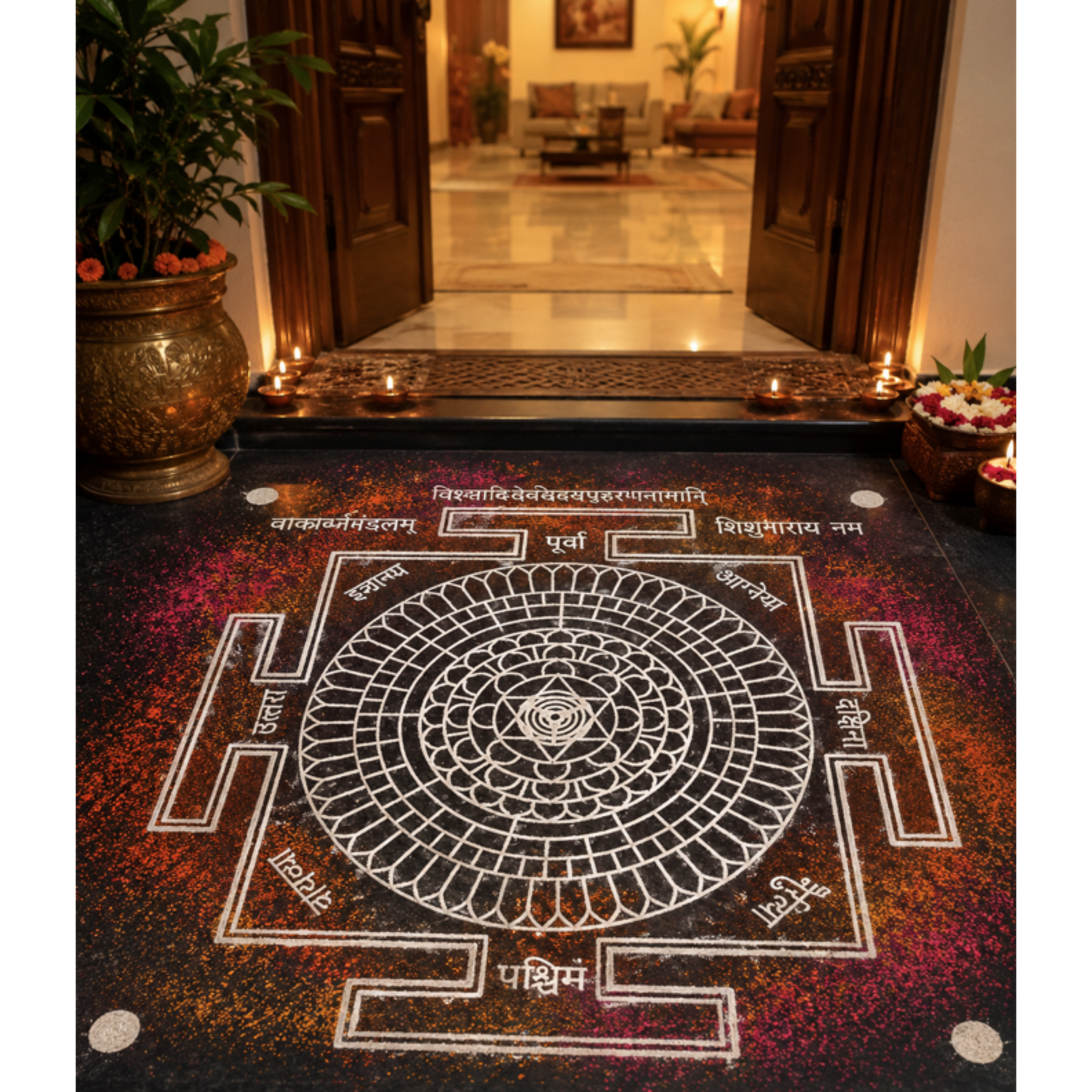 Rangly Chakrabj Mandala Yantra Rangoli Design Stencil Wooden Pack of 1 piece