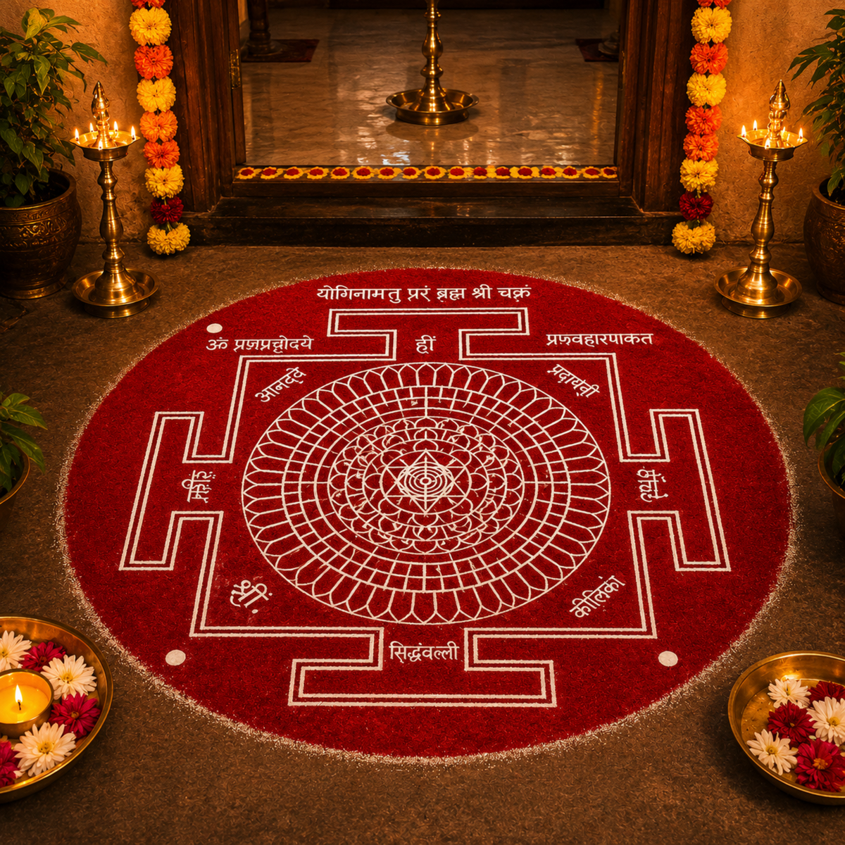 Rangly Chakrabj Mandala Yantra Rangoli Design Stencil Wooden Pack of 1 piece
