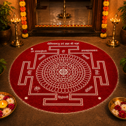 Rangly Chakrabj Mandala Yantra Rangoli Design Stencil Wooden Pack of 1 piece