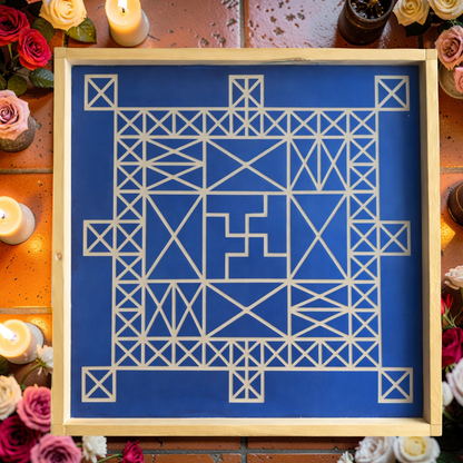 Rangly Vasthu Bali Padmam Yantra Rangoli Design Stencil Wooden 30x30 Inches Pack of 1 piece