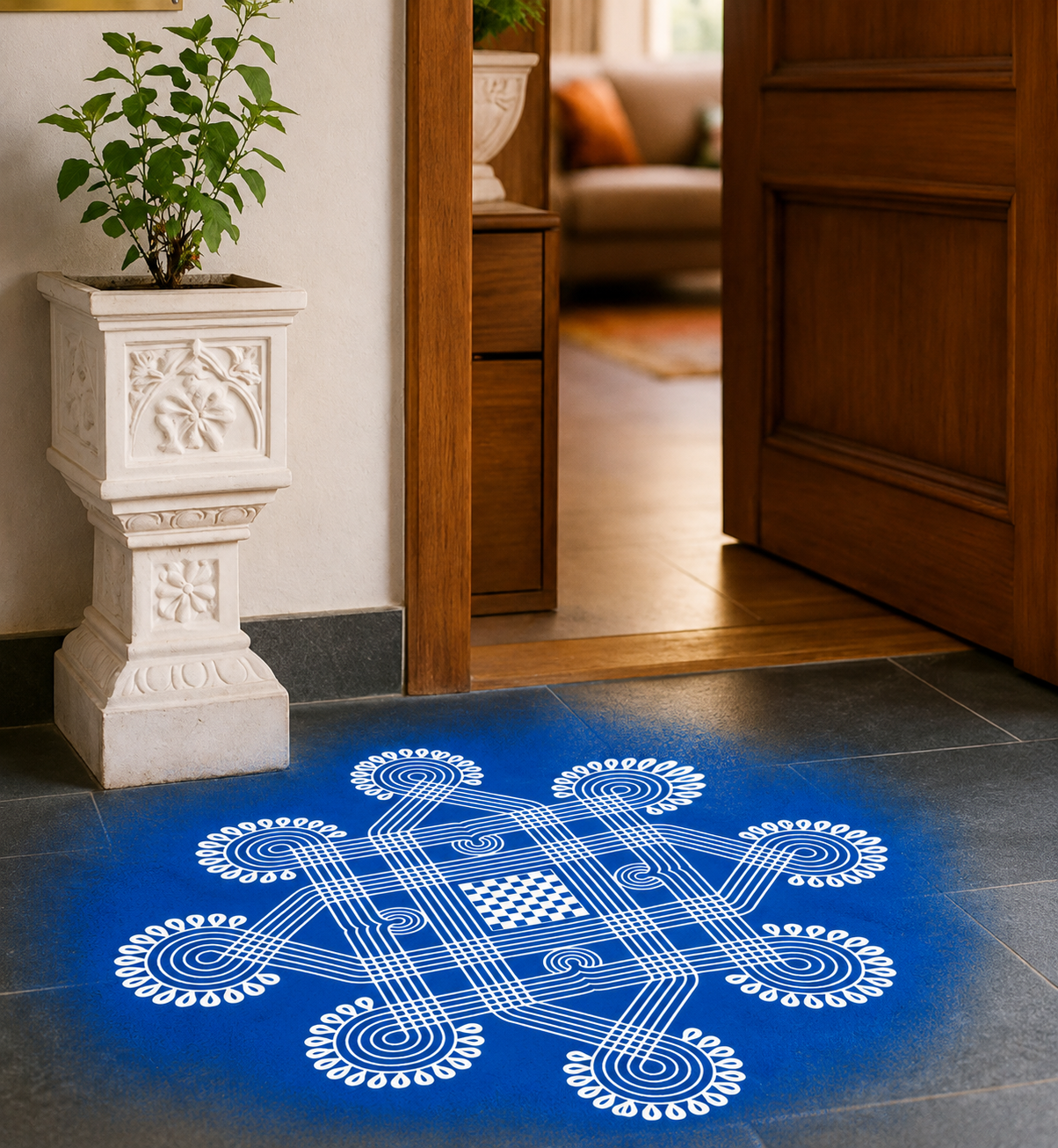 Rangly Wooden Square Rangoli  Pack of 1 piece - W205